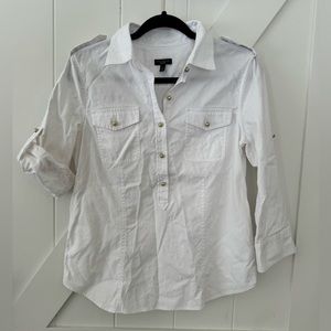 White shirt with roll up sleeves